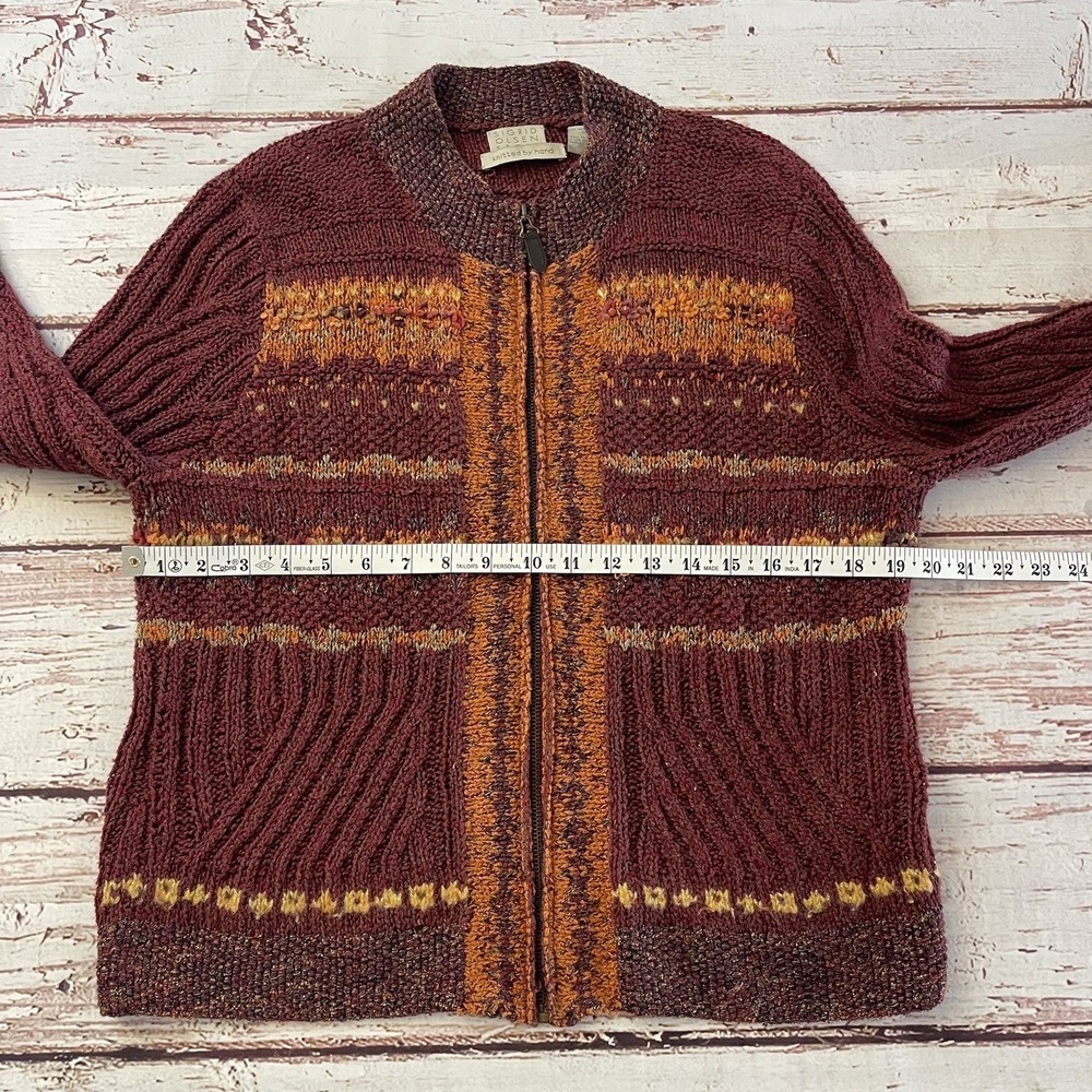 Vintage Sigrid Olsen Sport Cardigan Silk Wool Cable Knit Grandma knitted By Hand - Picture 8 of 12